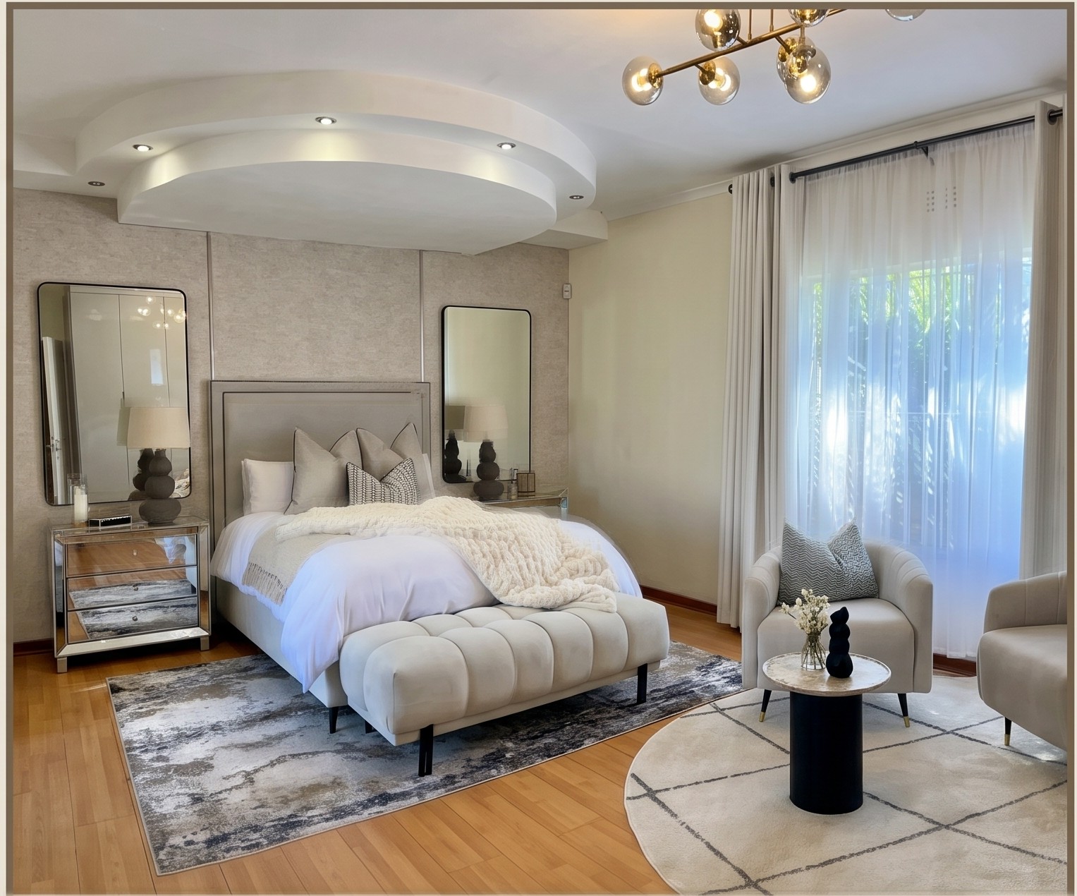 Beautifully styled master bedroom after Nto Interiors transformation
