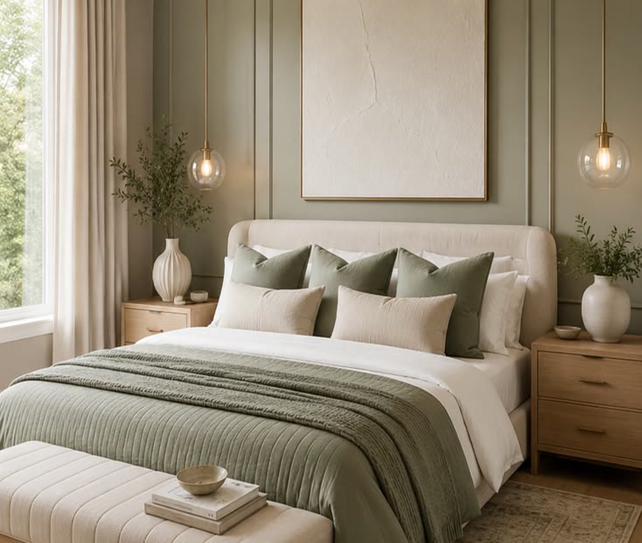 Boutique hotel-inspired bedroom sanctuary with layered textiles